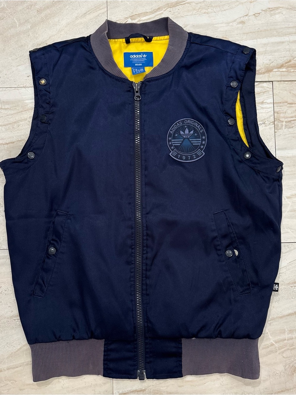 Adidas Originals Rita Ora Women's M Blue & Yellow Reversible Puffer Zip Vest